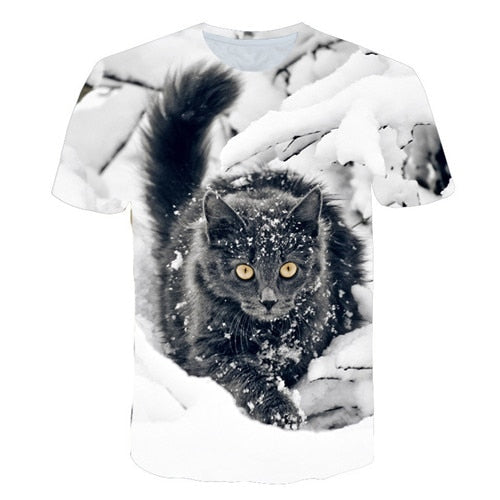Night cat lady T-shirt women's short sleeves