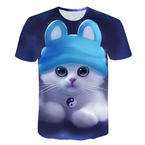 Night cat lady T-shirt women's short sleeves