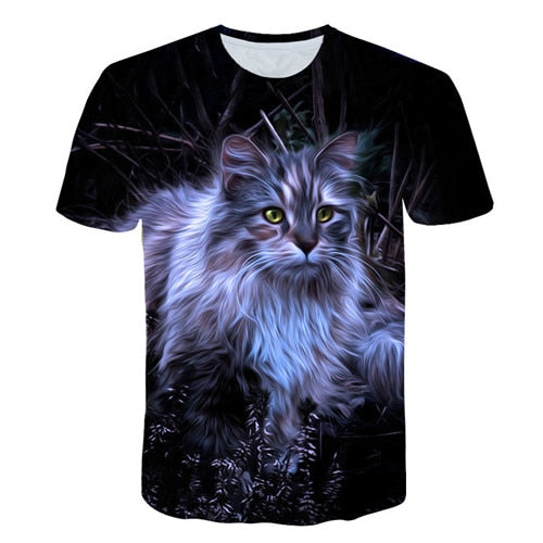 Night cat lady T-shirt women's short sleeves