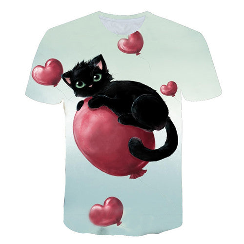 Night cat lady T-shirt women's short sleeves