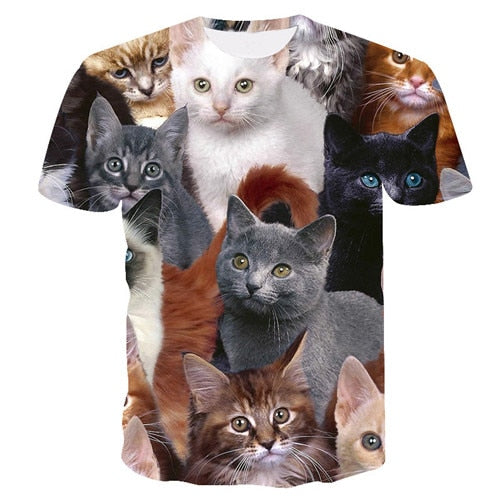 Night cat lady T-shirt women's short sleeves