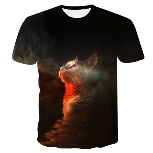 Night cat lady T-shirt women's short sleeves