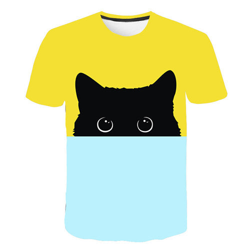 Night cat lady T-shirt women's short sleeves