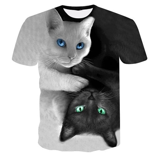Night cat lady T-shirt women's short sleeves