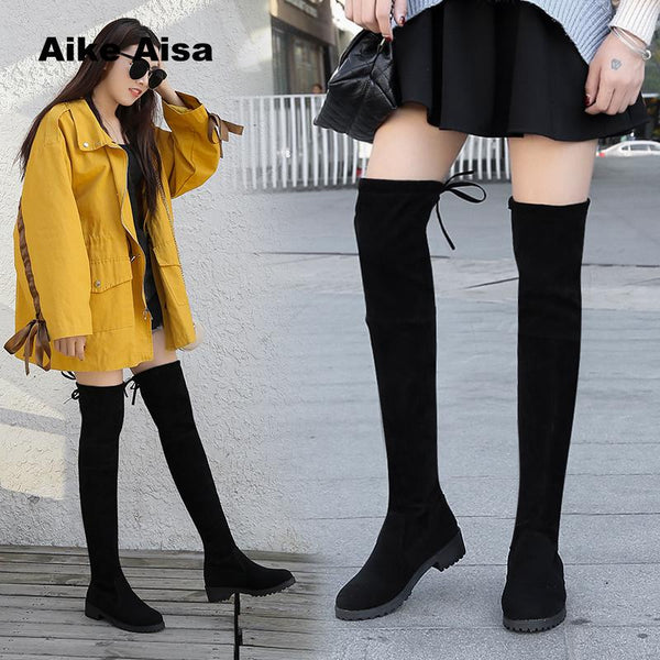 Winter Over The Knee Boots Women Stretch Fabric Thigh High Sexy Woman Shoe