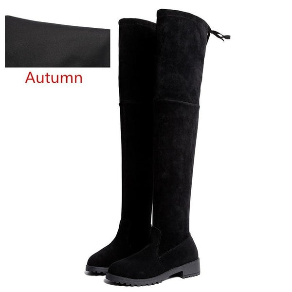 Winter Over The Knee Boots Women Stretch Fabric Thigh High Sexy Woman Shoe
