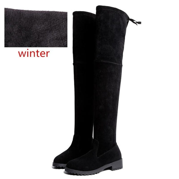 Winter Over The Knee Boots Women Stretch Fabric Thigh High Sexy Woman Shoe