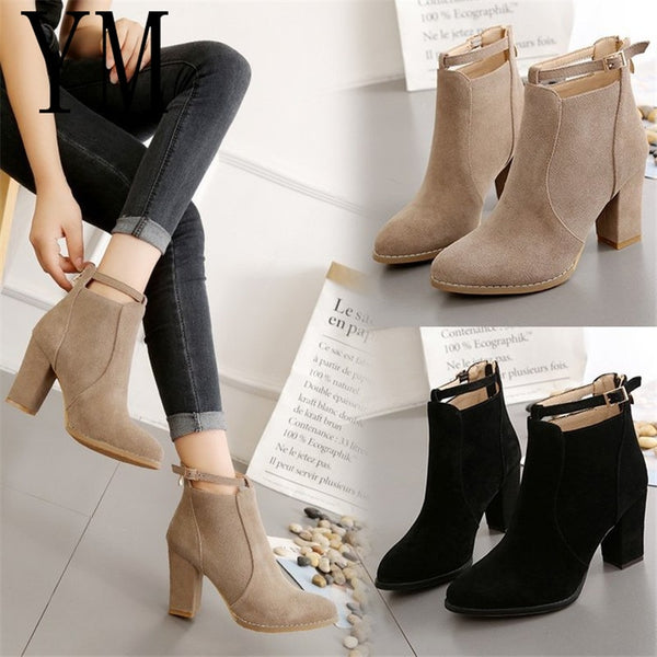Hot 3Colour Women shoes Winter Autumn Casual Women High Heels Pumps Warm