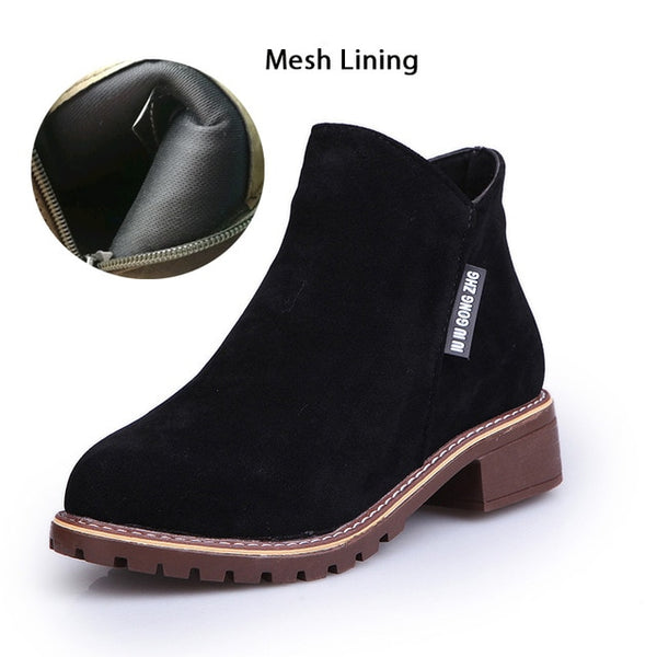 New Classic Women Ankle Boots Winter Female Snow Women Casual shoes Thick Heel Suede Warm Fur Plush