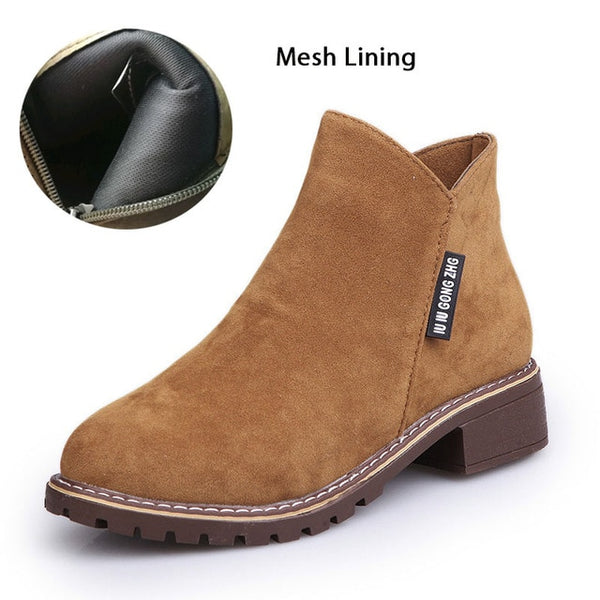 New Classic Women Ankle Boots Winter Female Snow Women Casual shoes Thick Heel Suede Warm Fur Plush