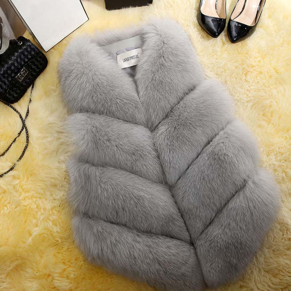 Fur Coat Women Plus Size Faux Fur Gilet Waistcoat Fur Gilet Overcoat Jacket Female