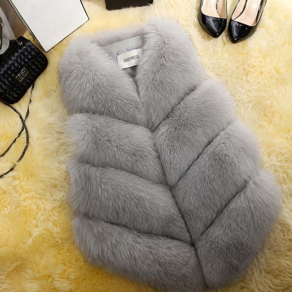 Fur Coat Women Plus Size Faux Fur Gilet Waistcoat Fur Gilet Overcoat Jacket Female