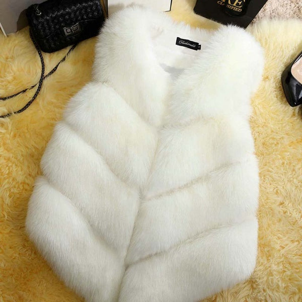 Fur Coat Women Plus Size Faux Fur Gilet Waistcoat Fur Gilet Overcoat Jacket Female