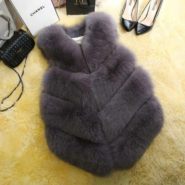 Fur Coat Women Plus Size Faux Fur Gilet Waistcoat Fur Gilet Overcoat Jacket Female