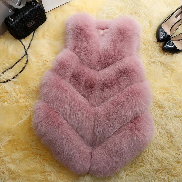 Fur Coat Women Plus Size Faux Fur Gilet Waistcoat Fur Gilet Overcoat Jacket Female