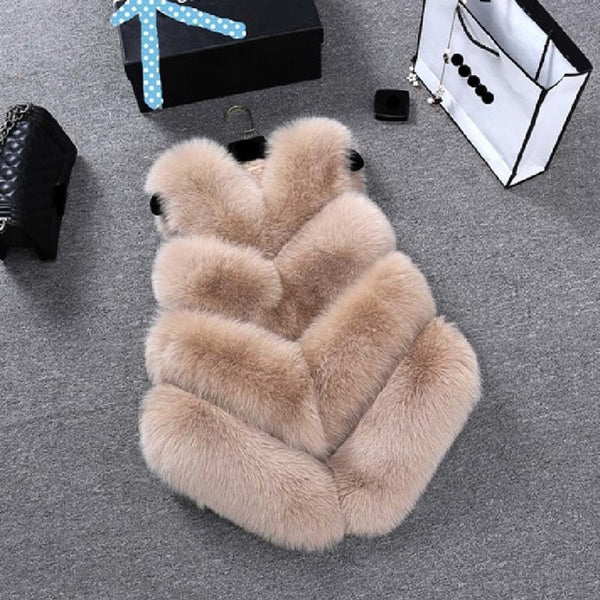 Fur Coat Women Plus Size Faux Fur Gilet Waistcoat Fur Gilet Overcoat Jacket Female