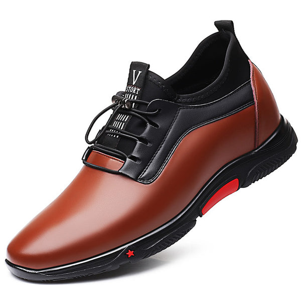 New Trend Young Men Genuine Leather Casual Shoes Lace Up  Leisure Height