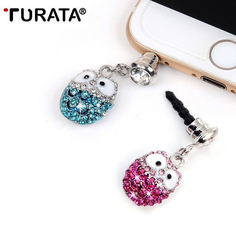 TURATA Big Eye Diamond Owl Dust Plug 3.5mm Headphones Gadgets Stubs Micro Jack Port