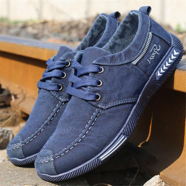 NEW Canvas Men Shoes Denim Lace-Up Men Casual Shoes Plimsolls