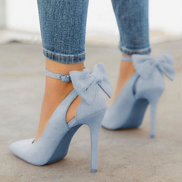 Women High Heels Brand Pumps Women Shoes Pointed Toe Buckle Strap Butterfly Summer Sexy Party Shoes