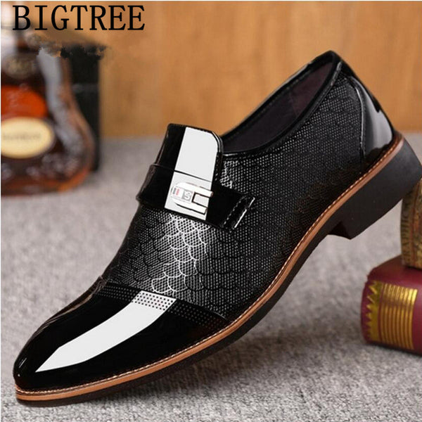 Italian black formal shoes men loafers wedding dress shoes men patent leather oxford shoes for men
