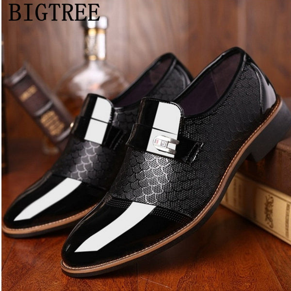 Italian black formal shoes men loafers wedding dress shoes men patent leather oxford shoes for men