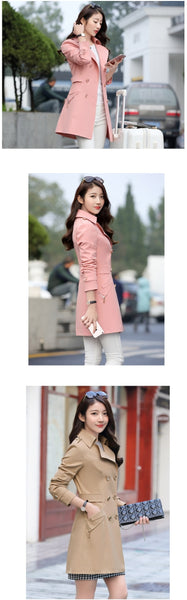 Spring and Autumn Women Windbreaker Coat Double Snap Women Slim Thin Large yard Long