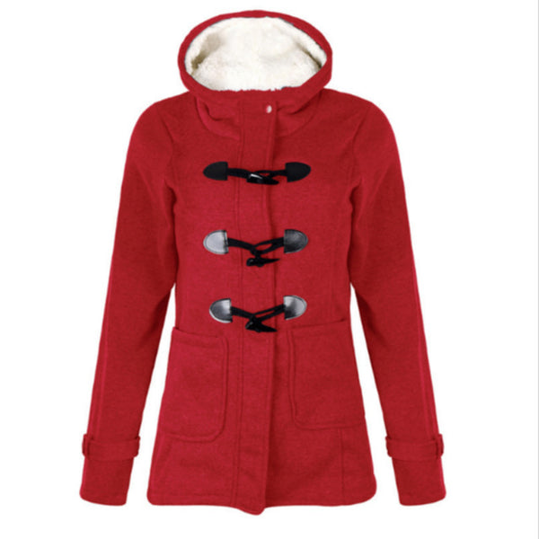 Women Basic Jacket Coat  Parkas Long Hooded Coat Parkas Overcoat Zipper Horn Button Outwear