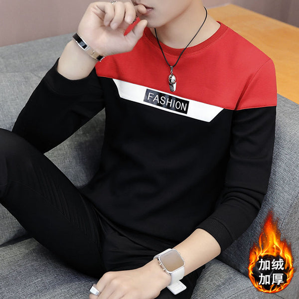 spring and autumn tops tees men's long-sleeved