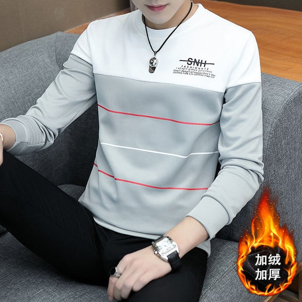 spring and autumn tops tees men's long-sleeved