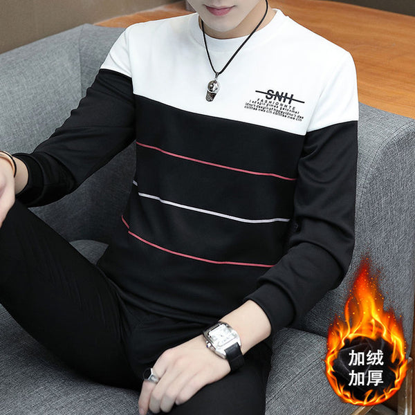 spring and autumn tops tees men's long-sleeved
