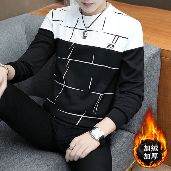 spring and autumn tops tees men's long-sleeved