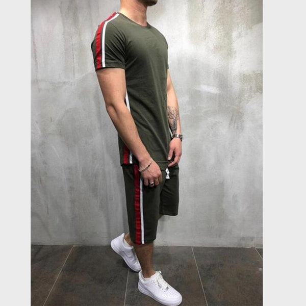 High men T-shirt suit 2 piece casual short sleeve o-neck