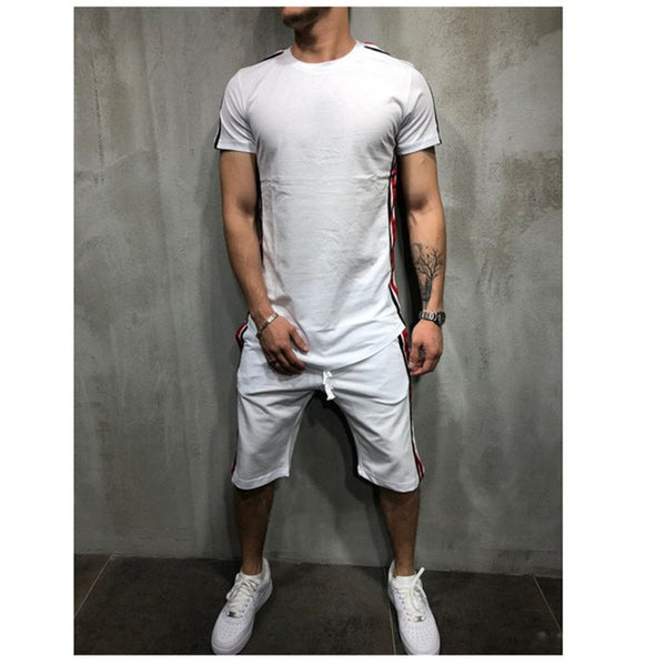 High men T-shirt suit 2 piece casual short sleeve o-neck
