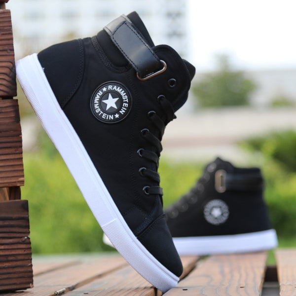 Mens High-top Canvas Shoes Men  New Spring Autumn Top Fashion Sneakers Lace-up High Style