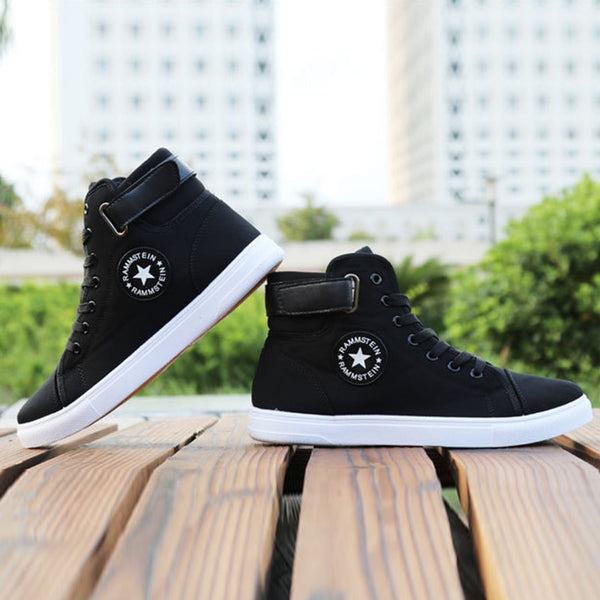 Mens High-top Canvas Shoes Men  New Spring Autumn Top Fashion Sneakers Lace-up High Style