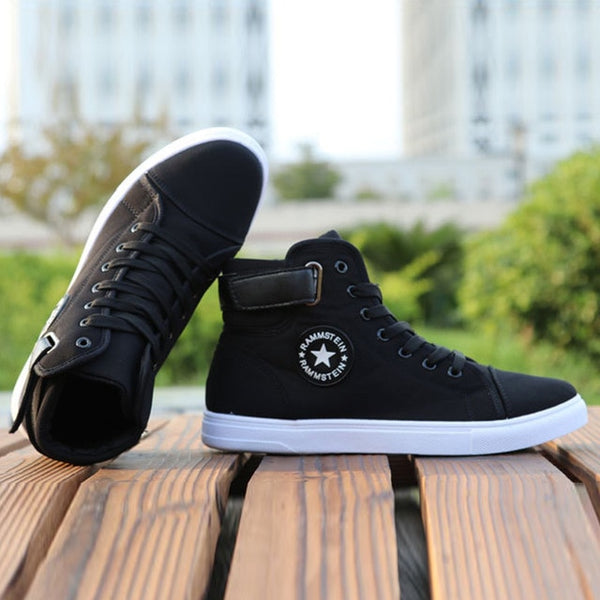 Mens High-top Canvas Shoes Men  New Spring Autumn Top Fashion Sneakers Lace-up High Style