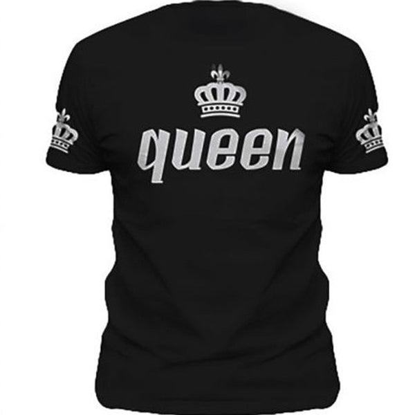 Couple Loose Turtleneck Short Sleeve Women T-Shirt King Queen