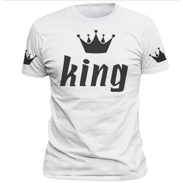 Couple Loose Turtleneck Short Sleeve Women T-Shirt King Queen