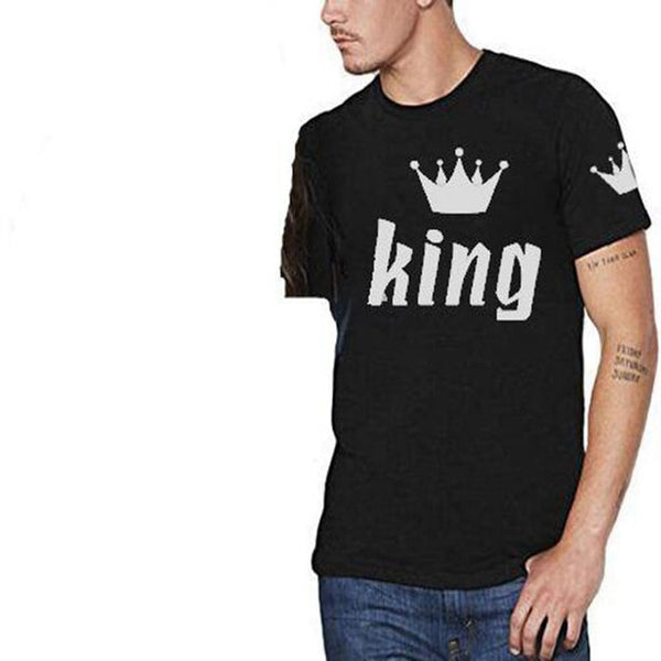 Couple Loose Turtleneck Short Sleeve Women T-Shirt King Queen