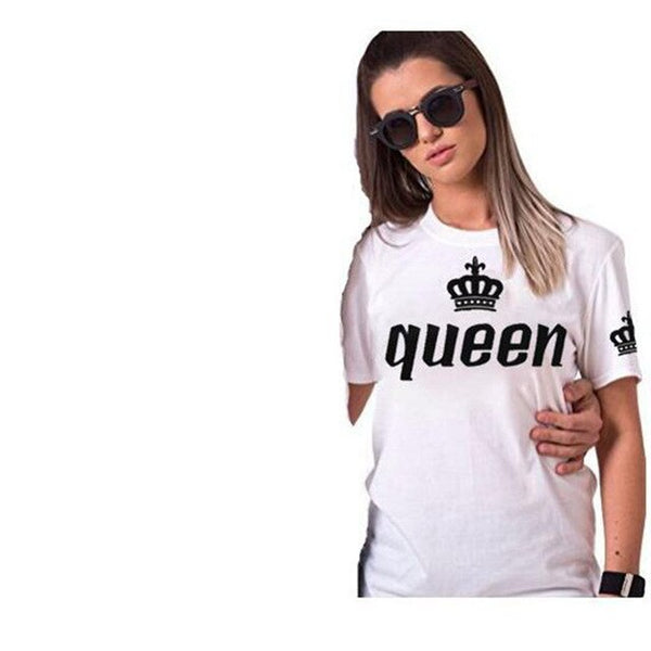 Couple Loose Turtleneck Short Sleeve Women T-Shirt King Queen
