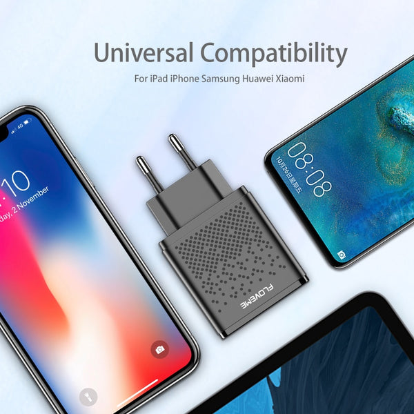 FLOVEME Dual USB Charger 5V 2.4A Fast Charging Wall Charger Adapter EU Plug Mobile Phone