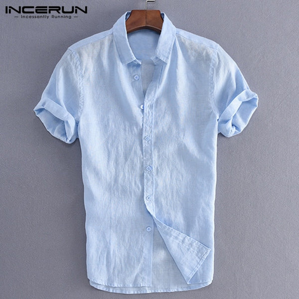 Classic Dress Men Shirts Button Turn Down Collar Slim