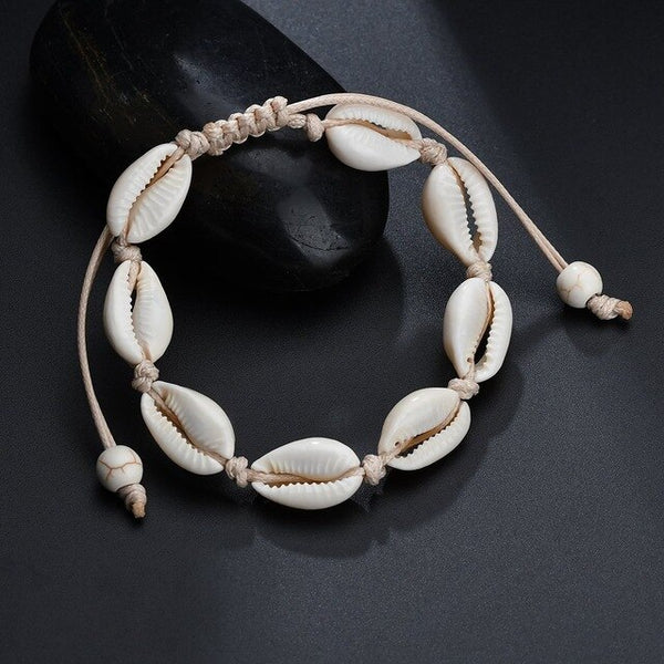 Jisensp Handmade Natural Seashell Hand Knit Bracelet Shell Bracelets for Women Accessories Beaded Strand Bracelet Dropshipping