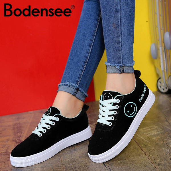Women Canvas Shoes Summer/Autumn Flats Women Canvas Shoes Classic Lace Up Smiley Face