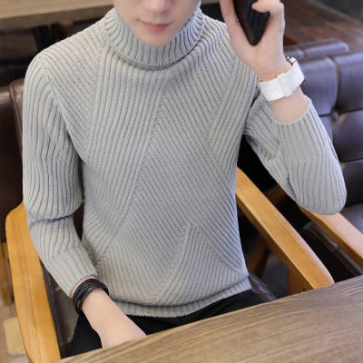 Turtleneck Sweater Men Wool Pullover Mens Sweaters