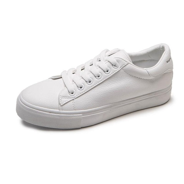 HOT Women  Fashion Breathble Vulcanized Shoes Women Lace up Casual Shoes White