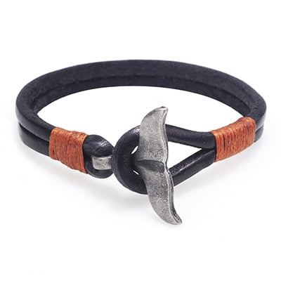 Bracelet men's leather fishtail hook bracelet popular jewelry charm leather alloy accessories buckle couple