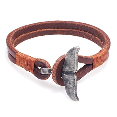 Bracelet men's leather fishtail hook bracelet popular jewelry charm leather alloy accessories buckle couple